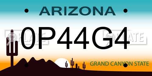 0P44G4 Arizona License Plate