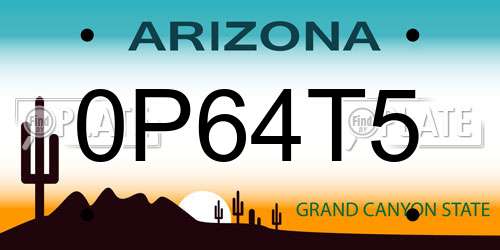0P64T5 Arizona License Plate