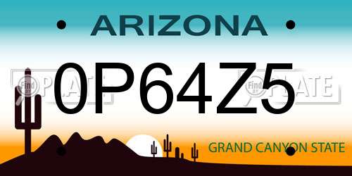 0P64Z5 Arizona License Plate