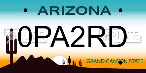 0PA2RD Arizona License Plate