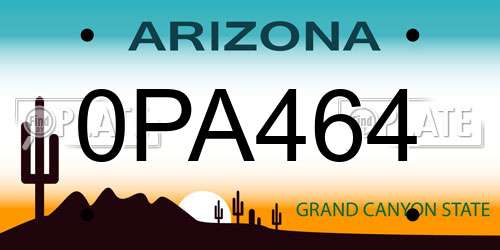 0PA464 Arizona License Plate