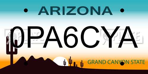 0PA6CYA Arizona License Plate