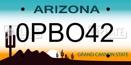 0PBO42 Arizona License Plate