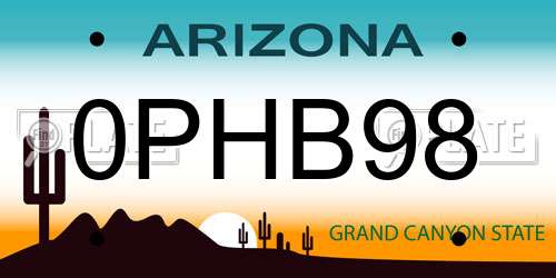 0PHB98 Arizona License Plate