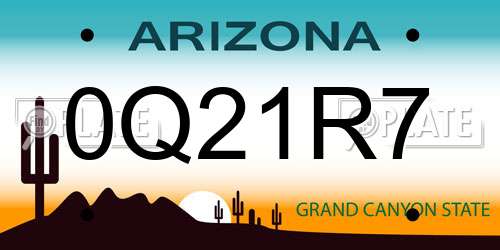 0Q21R7 Arizona License Plate
