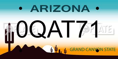 0QAT71 Arizona License Plate
