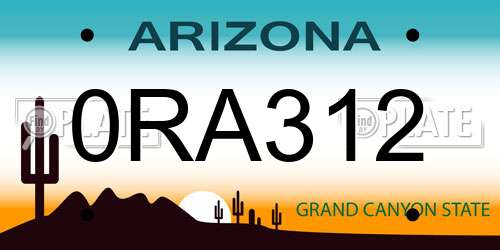 0RA312 Arizona License Plate