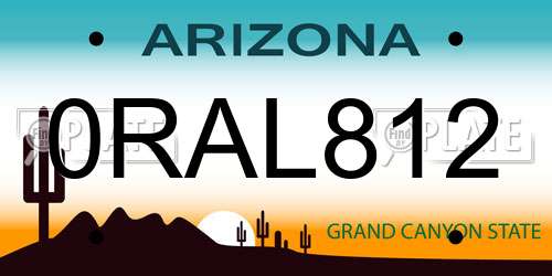 0RAL812 Arizona License Plate
