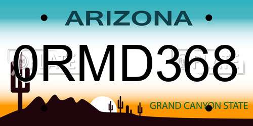 0RMD368 Arizona License Plate