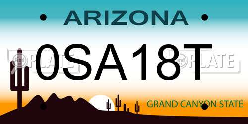 0SA18T Arizona License Plate