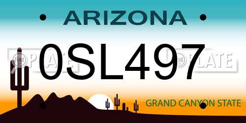 0SL497 Arizona License Plate