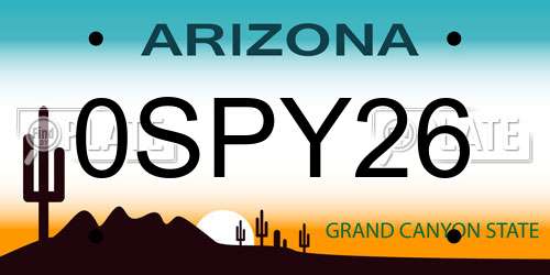 0SPY26 Arizona License Plate