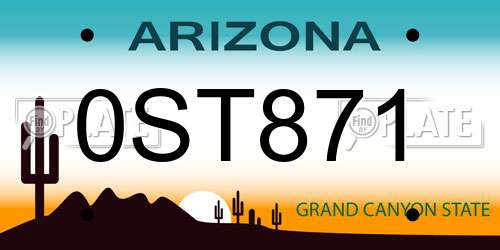 0ST871 Arizona License Plate