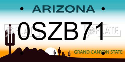0SZB71 Arizona License Plate