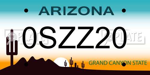 0SZZ20 Arizona License Plate