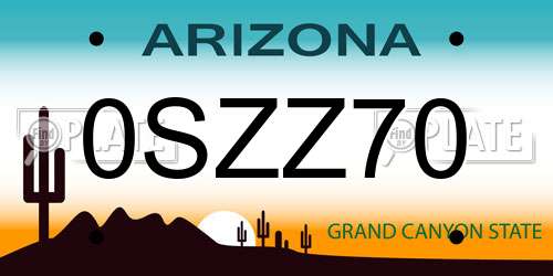0SZZ70 Arizona License Plate