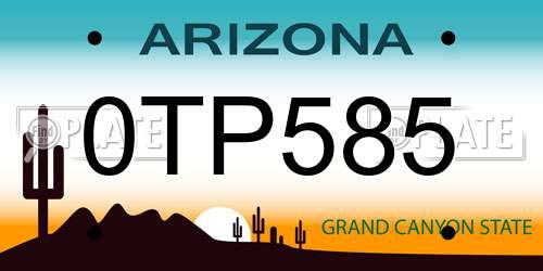 0TP585 Arizona License Plate