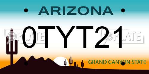 0TYT21 Arizona License Plate