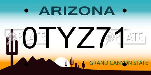 0TYZ71 Arizona License Plate