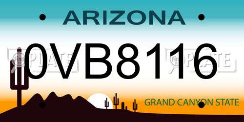 0VB8116 Arizona License Plate