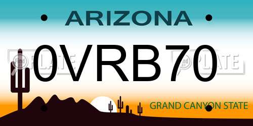 0VRB70 Arizona License Plate
