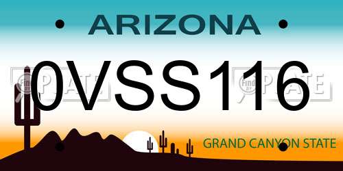 0VSS116 Arizona License Plate