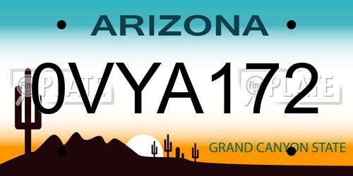 0VYA172 Arizona License Plate