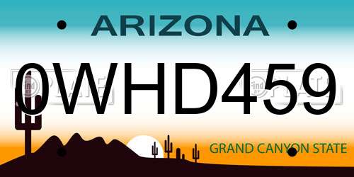 0WHD459 Arizona License Plate