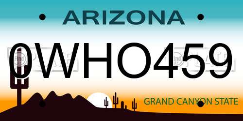0WHO459 Arizona License Plate