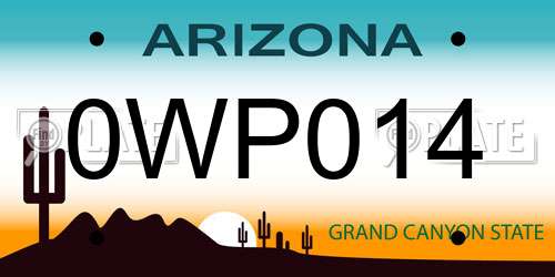 0WP014 Arizona License Plate
