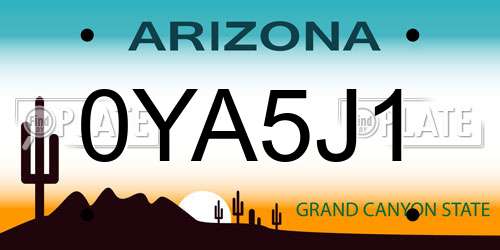 0YA5J1 Arizona License Plate