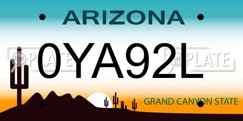 0YA92L Arizona License Plate
