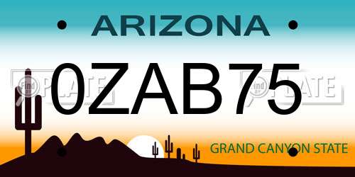 0ZAB75 Arizona License Plate