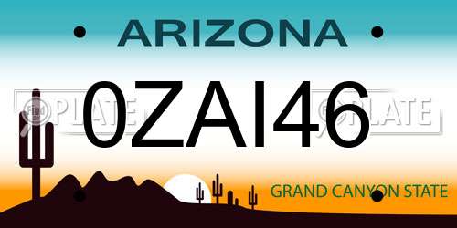 0ZAI46 Arizona License Plate