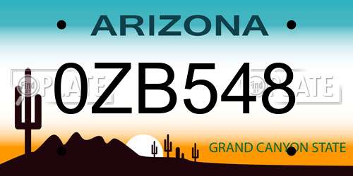 0ZB548 Arizona License Plate