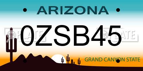 0ZSB45 Arizona License Plate