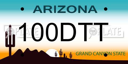 100DTT Arizona License Plate