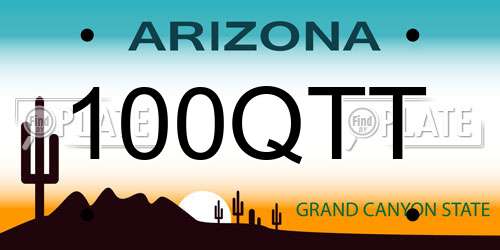 100QTT Arizona License Plate