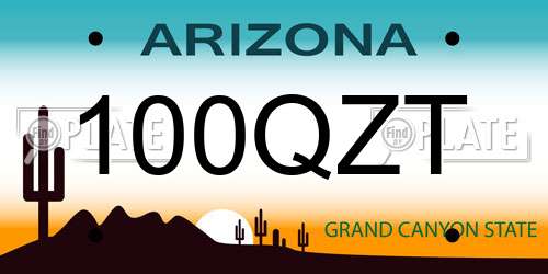 100QZT Arizona License Plate