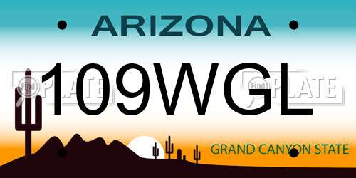 109WGL Arizona License Plate