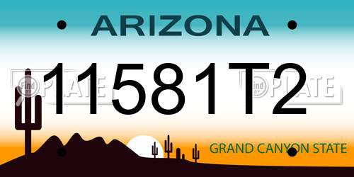 11581T2 Arizona License Plate