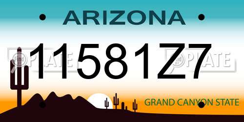 11581Z7 Arizona License Plate