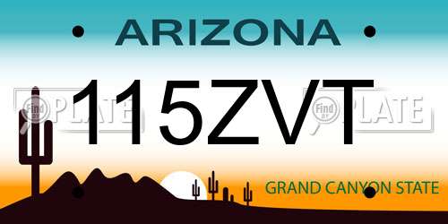 115ZVT Arizona License Plate