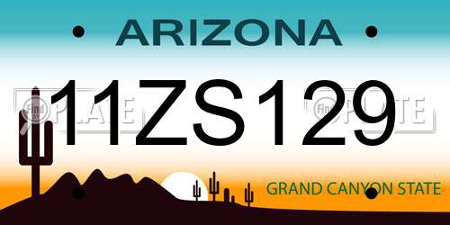 11ZS129 Arizona License Plate