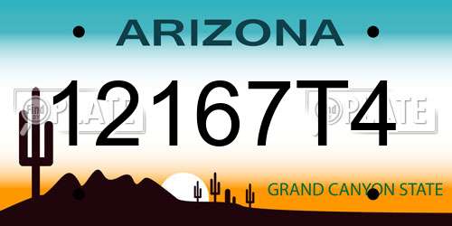 12167T4 Arizona License Plate