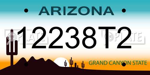 12238T2 Arizona License Plate