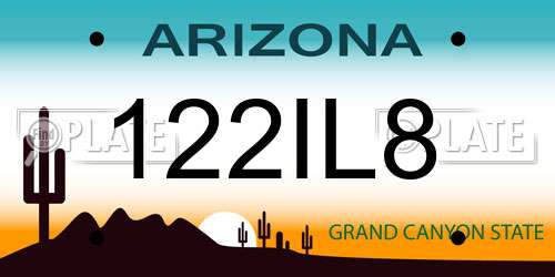 122IL8 Arizona License Plate