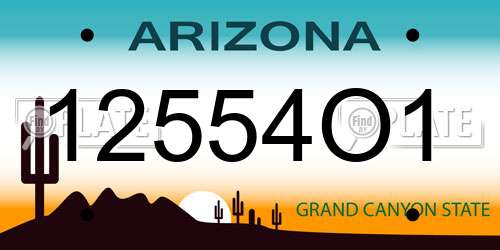 12554O1 Arizona License Plate