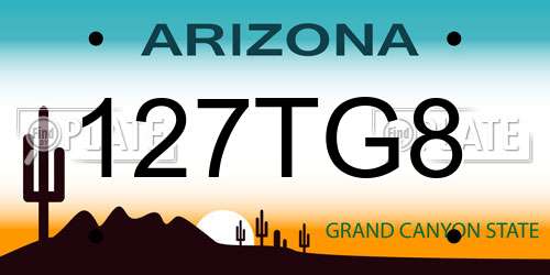 127TG8 Arizona License Plate