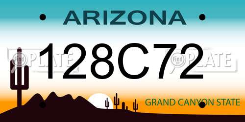 128C72 Arizona License Plate
